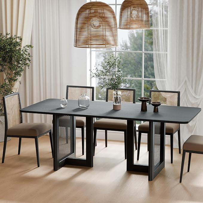 Casaphoria 67" Dining Table, Modern Kitchen Table for 4-6, Farmhouse Style with Rectangular Top & Arched Legs, Easy Assembly for Living Room, Kitchen, Bar, Natural Wood