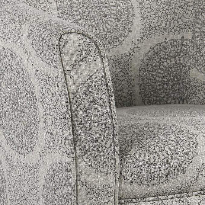 HomePop Barrel Shaped Accent Chair, Grey Medallion