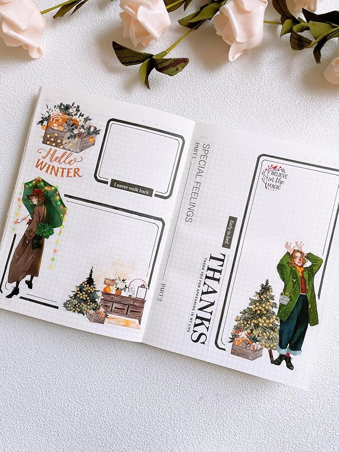 WT Fiery Dream Wide Washi Tape, Single Roll, Original Designs, Modern Fashion Girls Figures Decorative Adhesive Tape for Journaling, Scrapbooking, Bujo Planners, DIY Crafts