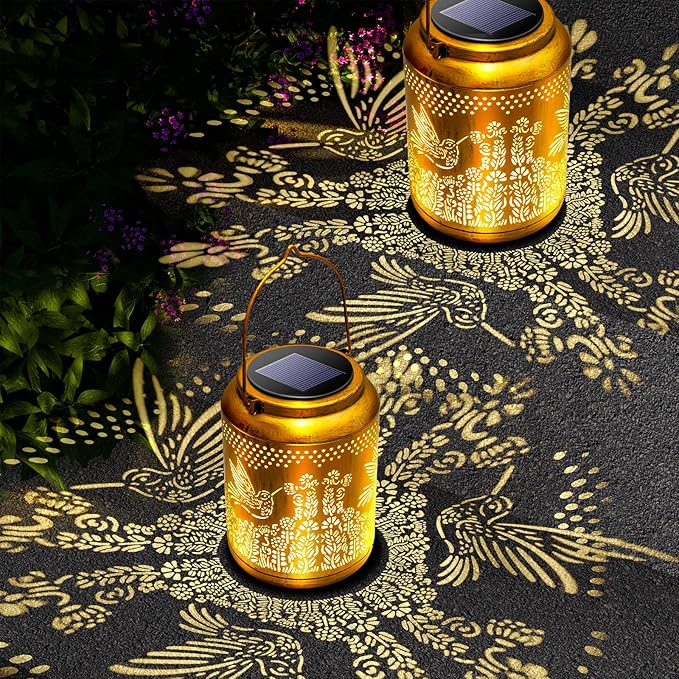 Christmas Gifts for Women, Metal Hummingbird Solar Lanterns, Birthday Gifts for Women Mom Grandma Sister, Outdoor, Waterproof, Hanging Solar Lights Outside, Garden Decor, Decoration for Backyard Patio