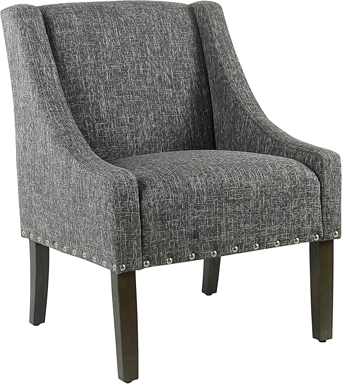 Homepop Home Decor | Upholstered Classic Swoop Arm Accent Chair | Accent Chairs for Living Room & Bedroom | Decorative Home Furniture, Slate Grey