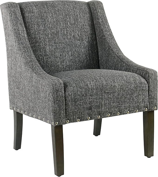Homepop Home Decor | Upholstered Classic Swoop Arm Accent Chair | Accent Chairs for Living Room & Bedroom | Decorative Home Furniture, Slate Grey