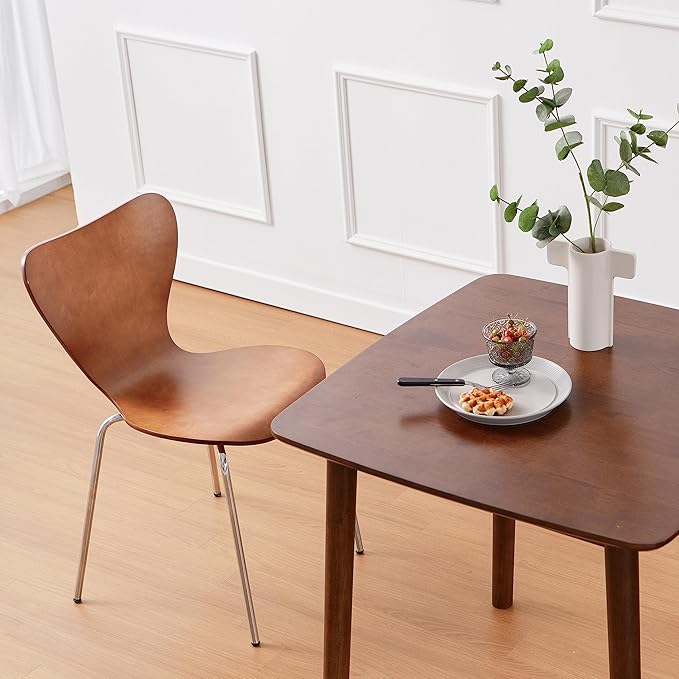 Livinia Aslan 29.5" Malaysian Oak Square Wooden Dining Table/Small Solid Wood Kitchen Desk (Walnut)