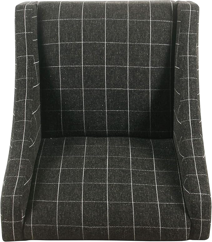 Homepop Home Decor | Upholstered Classic Swoop Arm Accent Chair | Accent Chairs for Living Room & Bedroom | Decorative Home Furniture, Black Windowpane