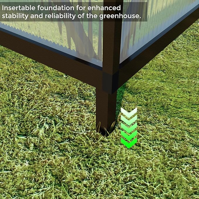 8x8 FT Greenhouses for Outdoors, Polycarbonate Greenhouse with PC Panels, Greenhouses for Outdoors for Yard, Garden, Hobby, Dark Grey