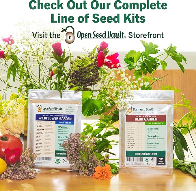 Open Seed Vault 15,000 Heirloom Plant Seeds for Gardening Vegetables and Fruits - Survival Seeds Kit with 30 Varieties - Organic, Non-GMO Survival Seed Pack for Home Gardening and Emergency Supplies