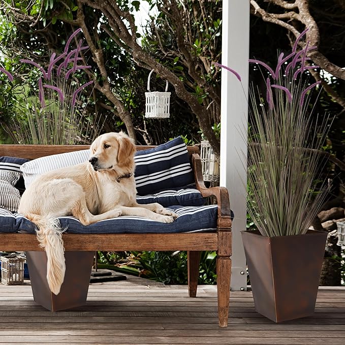 KOL Artificial 5ft 2-Pack Horsetail Reed Grass, 59in Tall Artificial Indoor Outdoor Fake Grass Plant, Home Office Décor Artificial Plants in Pot Faux Plant Greenery, Wedding Decor, Purple