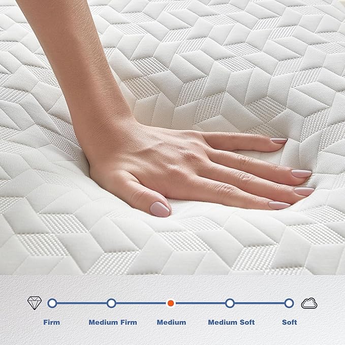 10 Inch Full Size Mattress Cooling Gel - Medium Firm for Back Support & Enhanced Space | CertiPUR-US Certified | Ideal for Adults, Teens, Guest Rooms & Couples | Bed in a Box Navy