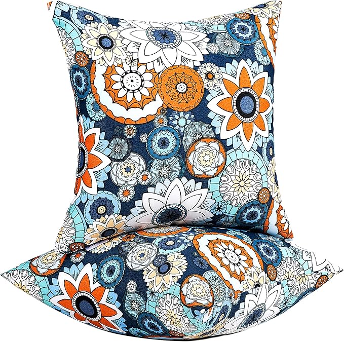 JMGBird Outdoor Throw Pillows Waterproof Set of 2 Patio Pillows 18×18 Inch Decorative Pillow for Bed, Couch, Sofa and Patio Furniture