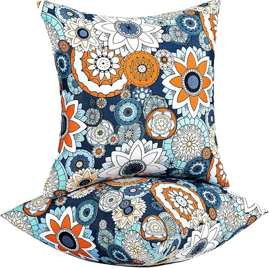 JMGBird Outdoor Throw Pillows Waterproof Set of 2 Patio Pillows 18×18 Inch Decorative Pillow for Bed, Couch, Sofa and Patio Furniture
