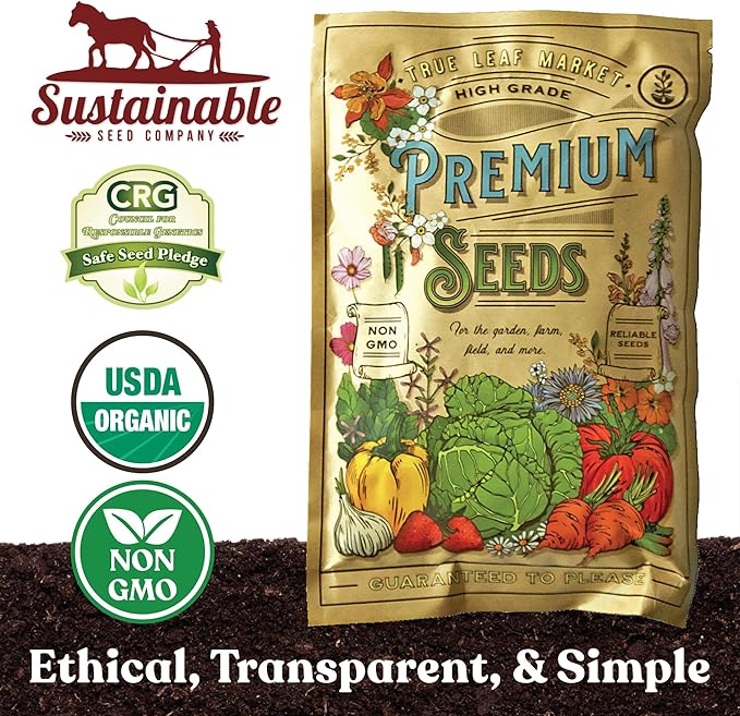 Cover Crop Seed Mix Organic - Pollinator & Bee Friendly Cover Crop Mix - 25 lb Bulk ~170,000 Seeds - Clover Cover Crop Blend - Includes Hairy Vetch Cover Crop Seeds, Crimson Clover, Peas, & Oats