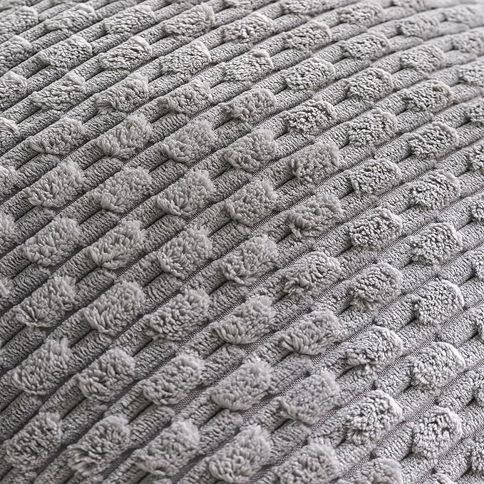 Set of 4 Grey Decorative Throw Pillow Covers 12x20 Inch Corduroy Pillow Covers for Bed Couch Sofa Living Room Soft Cushion Cases