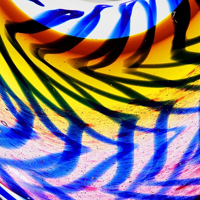 Luxury Lane Hand Blown Abstract Peacock Sommerso Art Glass Sculpture for Home Decor 15 inch Tall Centerpiece Table Decoration