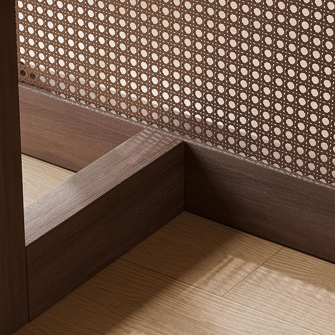 Casaphoria 79" Dining Table for 8, Wood Kitchen Table with Scratch-Resistant Top & Rattan Base, Modern Farmhouse Oval Dining Table for Living Room, Kitchen, Easy Assembly, Walnut (Chairs not included)