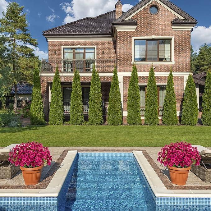 Artificial Flowers Fake Silk Flowers Outdoor UV Res5 Bunistant Faux Flowers Plastic Fabric Greenery Plants for Hanging Planter Kitchen Home Office Wedding Garden Decoration(Fuchsia)