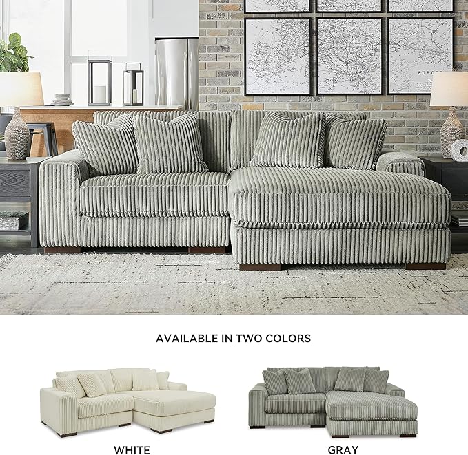 Signature Design by Ashley Lindyn Contemporary L-Shaped 2-Piece Sectional with Chaise for Living Room, Gray