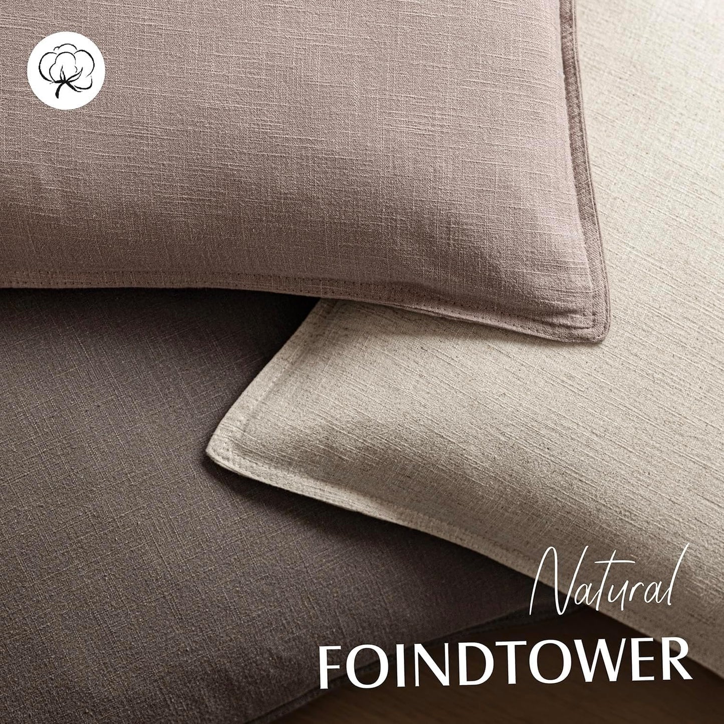 Foindtower Set of 2, Decorative Linen Soild Throw Pillow Covers Soft Accent Euro Cushion Case Boho Farmhouse Pillowcase for Chair Couch Sofa Bedroom Living Room Home Decor 24 x 24 Inch Dusty Pink