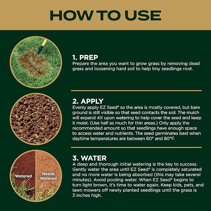 Scotts EZ Seed Patch & Repair Southern Gold Blend for Tall Fescue Lawns, Mulch, Grass Seed and Fertilizer for Bare Spots and Repair, Bred for The South, 20 lbs.