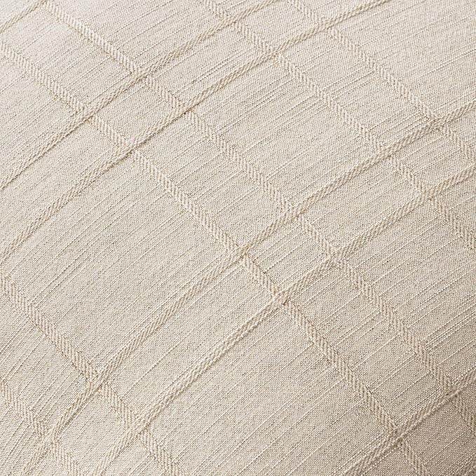 MIULEE Decorative Linen Check Euro Shams Throw Pillow Covers Neutral Farmhouse Vintage Christmas Pillow Covers 22x22 Set of 2 Boho Modern Home Decor for Sofa Couch Bedroom Cushion Natural Beige