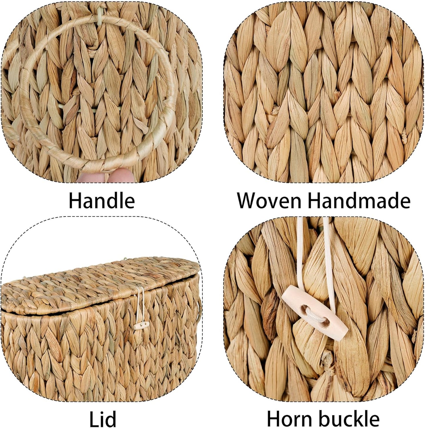 efluky Toilet Paper Storage Basket, Water Hyacinth Slim Toilet Paper Holder with Lid- Holds Up to 9 Mega Rolls, Home Bathroom Decor Organizer