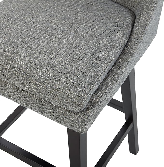 CHITA Bar Height Swivel Barstool with Back Set of 2, FSC Certified Upholstered Bar Stool, 30.7" H Seat Height, Fabric in Fog