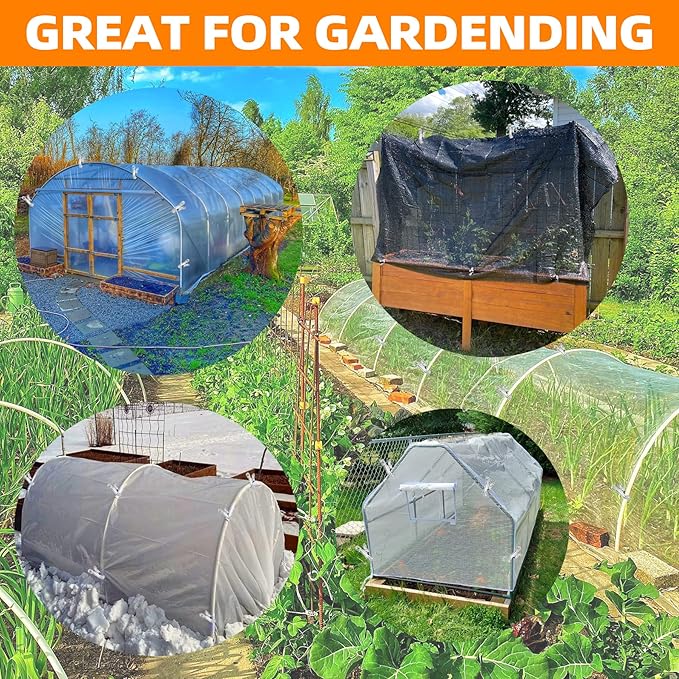 40 Pack Garden Clips, Greenhouse Clips for Netting, Garden Clamps Made of Stainless Steel, Have a Strong Grip to Secure the Plant Covers or Shade Cloth on Greenhouse Hoops or Frame