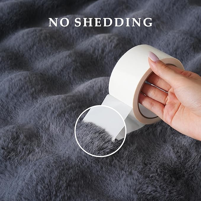 BENVWE Faux Fur Throw Blanket for Couch - Thickened Fluffy Soft Bubble Blanket for Living Room Home Decor - Fathers Day Birthday Gifts for Women Men, Grey, 50" x 60", 1300GSM