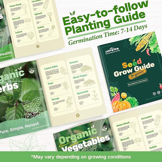 LUSH&DEW Save Bees Garden Seed Bank, Gardening Gift for Gardeners,16 Varieties NON-GMO Heirloom Pollinator-Friendly Flower Herb Seeds, Planting in Raised Beds Outdoors, Seed Kit, Milkweed Poppy Lupine