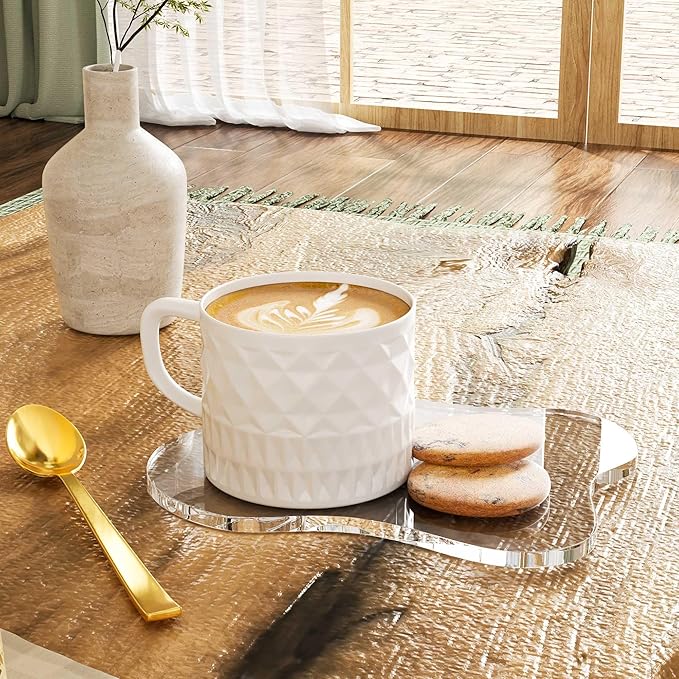 Acrylic 5Pcs/Set Coaster for Desk, Clear Bar Drink Coaster, Clear Cloud Shape Coffee Cup Coaster, Perfect for Tabletop Protection and Accessories Display.