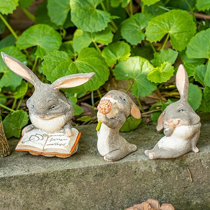 TZSSP 3 Pcs Rabbit Miniatures Garden Fairies Kit Garden Accessories-Miniature Figurines Accessories,DIY Kit,Micro Landscape Ornaments,Micro Landscape Terrarium Ornaments