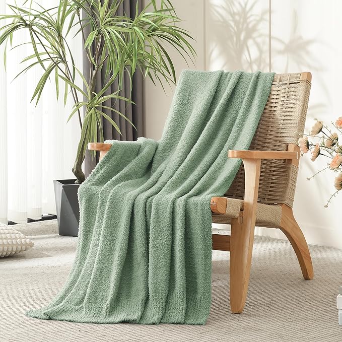 JOOJA Throw Blanket for Couch Super Soft Blankets for Bed Comfy Cozy Blanket Knit Fuzzy Plush Fleece Blanket Gift for Women Lightweight Blanket for Living Room Sofa 50 x 60 Inches Sage