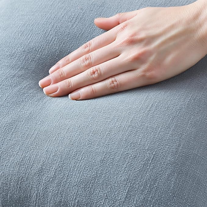 MIULEE Decorative Throw Pillow Covers Neutral Linen Fringe Throw Pillows Set of 2 Light Blue Boho Farmhouse Cushion Covers with Tassels for Couch Sofa Bed Living Room Spring Home Decor 20x20 Inch