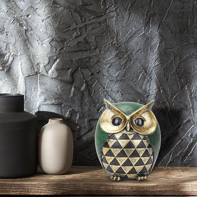 Leekung Owl Statue for Home Decor Accents,Owl Decor for Modern Bathroom Bookshelf Bedroom Mantle Living Room Home Office TV Stand Shelf Boho Decorations,Retro Decor Small Bird Items Gift for Women