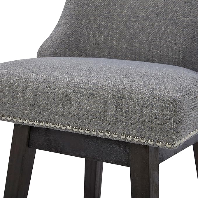 CHITA Counter Height Swivel Bar Stools Set of 3, FSC Certified Upholstered Counter Stools, Modern Swivel Barstools with Wood Legs for Kitchen Island, 26" Seat Height, Fabric in Fog