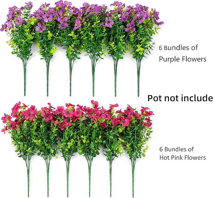 Ivydale Artificial Fake Flower Plants for Outdoor Outside Summer Decoration, 12 Bundles Silk Mixed Colorful Daisy UV Resistant Look Real for Planter Home Porch Patio Window Box