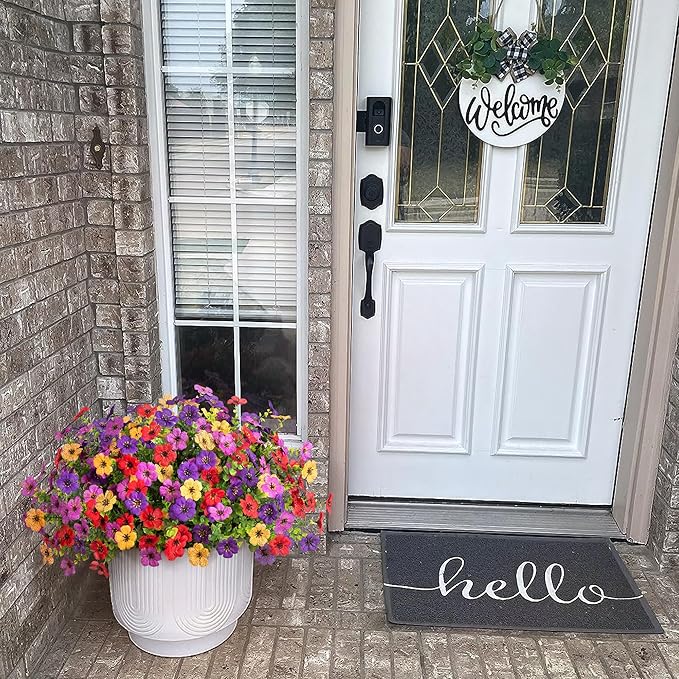 Fall Mums Artificial Flowers for Outdoors Potted, 12 Bundles Fake Fall Daisy Flower with Realistic Eucalyptus Leaves, Fake Plants for Greenery Boxwood Porch Patio Garden Pot Lawn