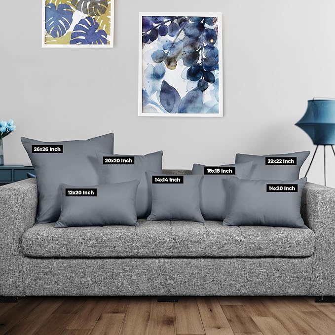 Utopia Bedding Throw Pillows Insert (Pack of 2, Grey) - 26 x 26 Inches Bed and Couch Pillows - Indoor Decorative Pillow