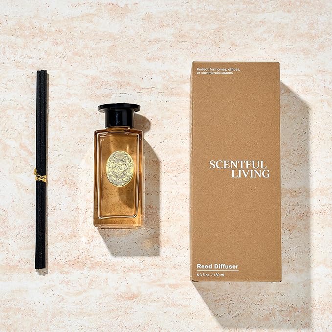 M&SENSE 6.9 oz Large Reed Diffuser Set | Evergreen Pine Scent Oil Diffuser with Sticks | Hotel Collection Non-Toxic Essential Oil |for Bedroom Bathroom Living Room