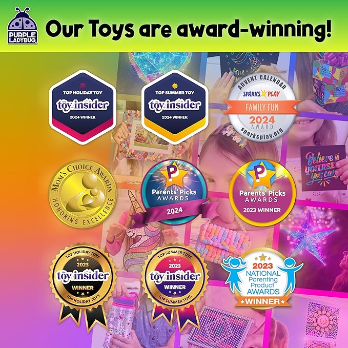 PURPLE LADYBUG 150 Rainbow Scratch Art Mini Notes - Arts and Crafts Supplies, Fun & Colorful Scratch Paper for Kids & Teens Gift, Classroom School Supplies, Back to School Gift, Travel, Camping