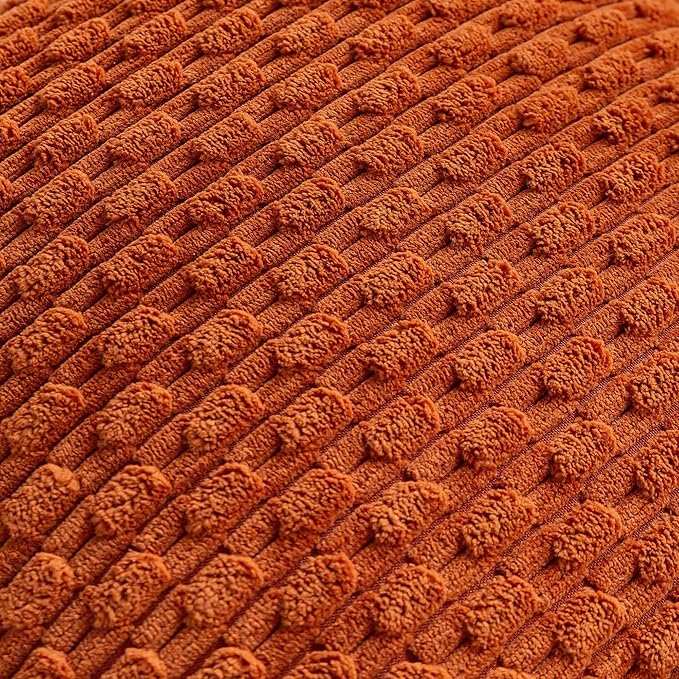 Set of 4 Burnt Orange Decorative Throw Pillow Covers 24x24 Inch Corduroy Pillow Covers for Bed Couch Sofa Living Room Soft Square Cushion Cases