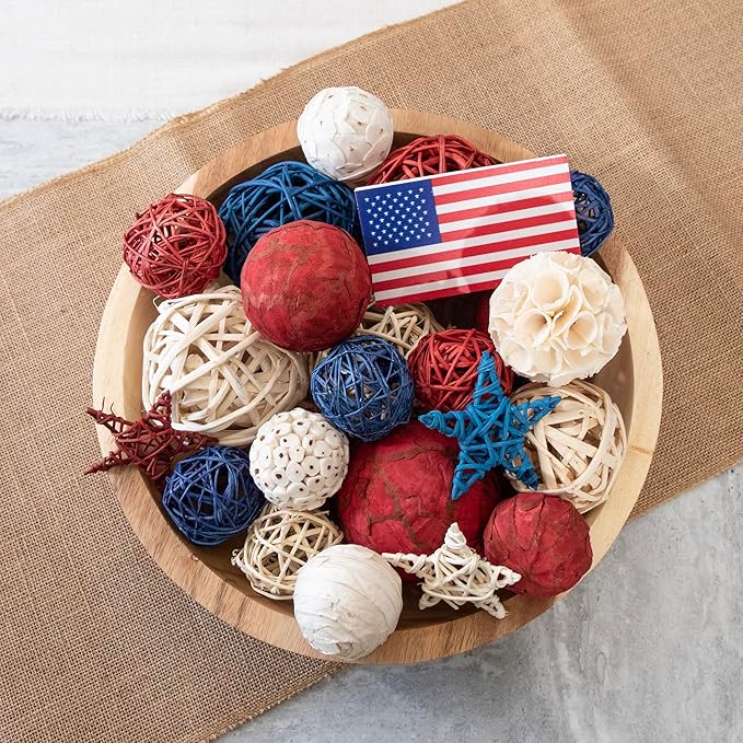 ANDALUCA American Flag Decorative 4th of July Vase Filler Bag with Orbs, Decorative Balls (Red, White & Blue)