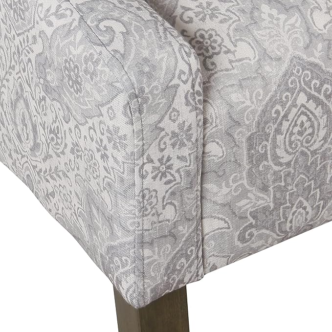 Homepop Home Decor | Upholstered Classic Swoop Arm Accent Chair | Accent Chairs for Living Room & Bedroom | Decorative Home Furniture, Gray Damask