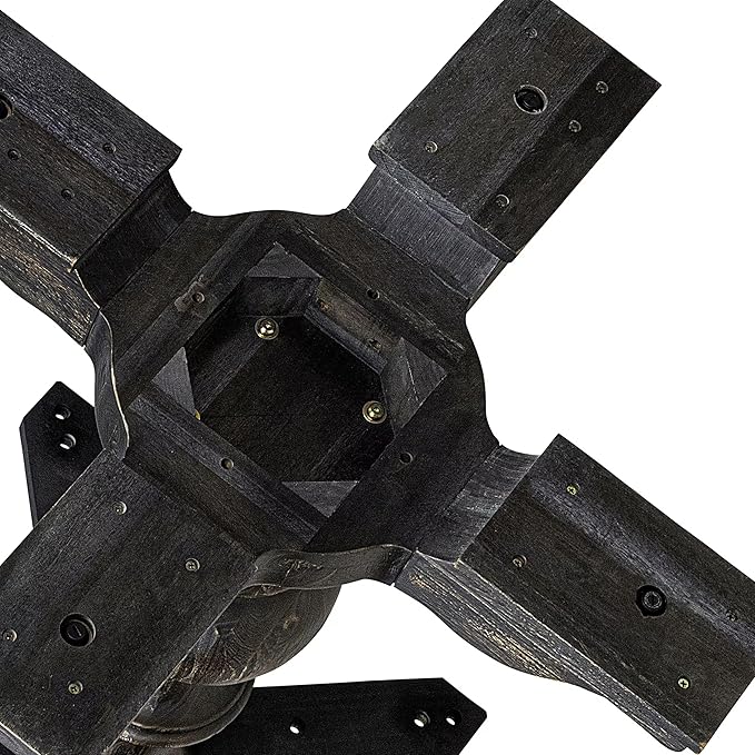 F55-11-TP - Mid Century Dining Table with Acacia Wood Round Tabletop, Sand Blasted Black Finish