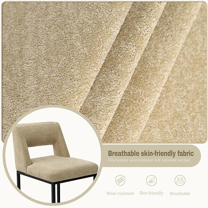 Counter Height Bar Stools Set of 3 for Kitchen Counter Modern Bar Chairs with Backs for Kitchen Island with Upholstered Fabric Seat and Metal Frame, Khaki, 26 Inch