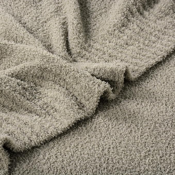 JOOJA Taupe Warm Queen Size Fuzzy Knitted Blanket, Oversized Luxury Bed Blankets Soft Lightweight Plush Throw for Cozy Nights (Taupe, 90x90)