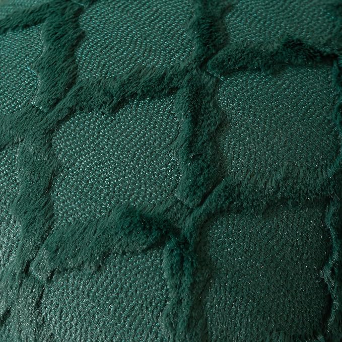 Set of 2 Soft Moroccan Throw Pillow Covers 22x22 Inch Plush Boho Decorative Pillow Cover Accent Cushion Case for Couch Sofa Bed, Dark Green