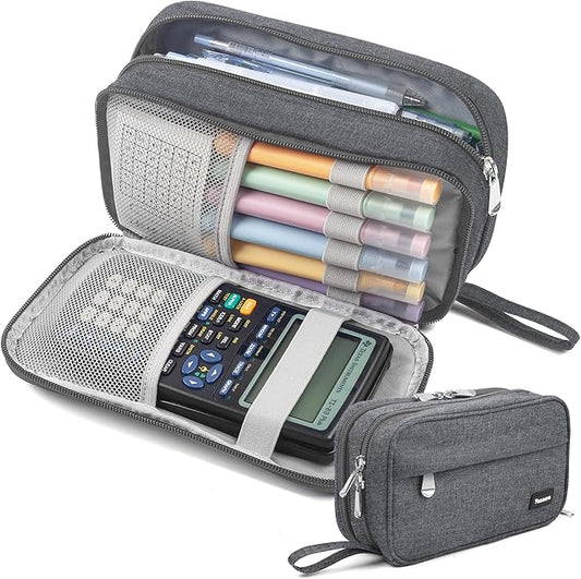 Pencil Case Big Capacity Pen Pouch Large Storage Holder Marker Pen Bag Durable 3 Compartment School Office Desk Organizer Portable Cute Zipper Stationery for Kids Teen Student Boys Girls Adults