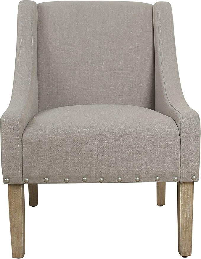 Homepop Home Decor | Upholstered Classic Swoop Arm Accent Chair | Accent Chairs for Living Room & Bedroom | Decorative Home Furniture, Sand Dune