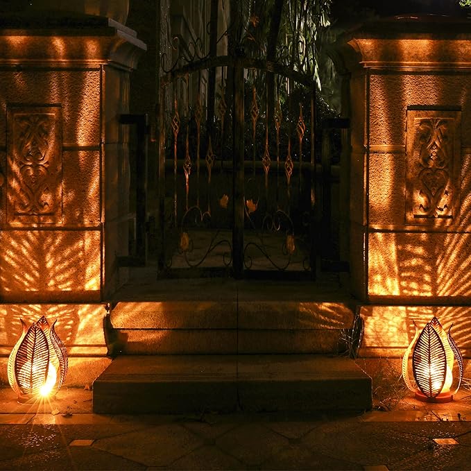 Solar Outdoor Lights Garden Decor Waterproof Crackle Glass Globe,Metal Yard Art Outdoor Solar Garden Lights for Decor Yard,Porch,Patio Decorations.Gardening Gifts for Women/Mom.