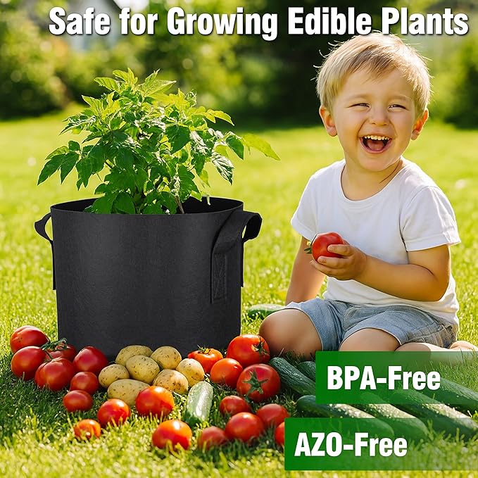 PHYEX 12-Pack 1 Gallon Nonwoven Grow Bags, Heavy Duty Aeration Fabric Pots with Durable Handles, Come with 12 Pcs Plant Labels